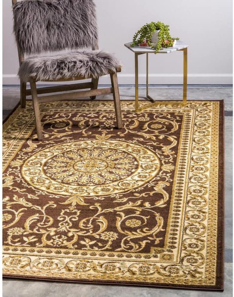 Unique Loom Versailles Collection Area Rug - Napoleon (3' 3" x 5' 3" Rectangle Brown/Cream)