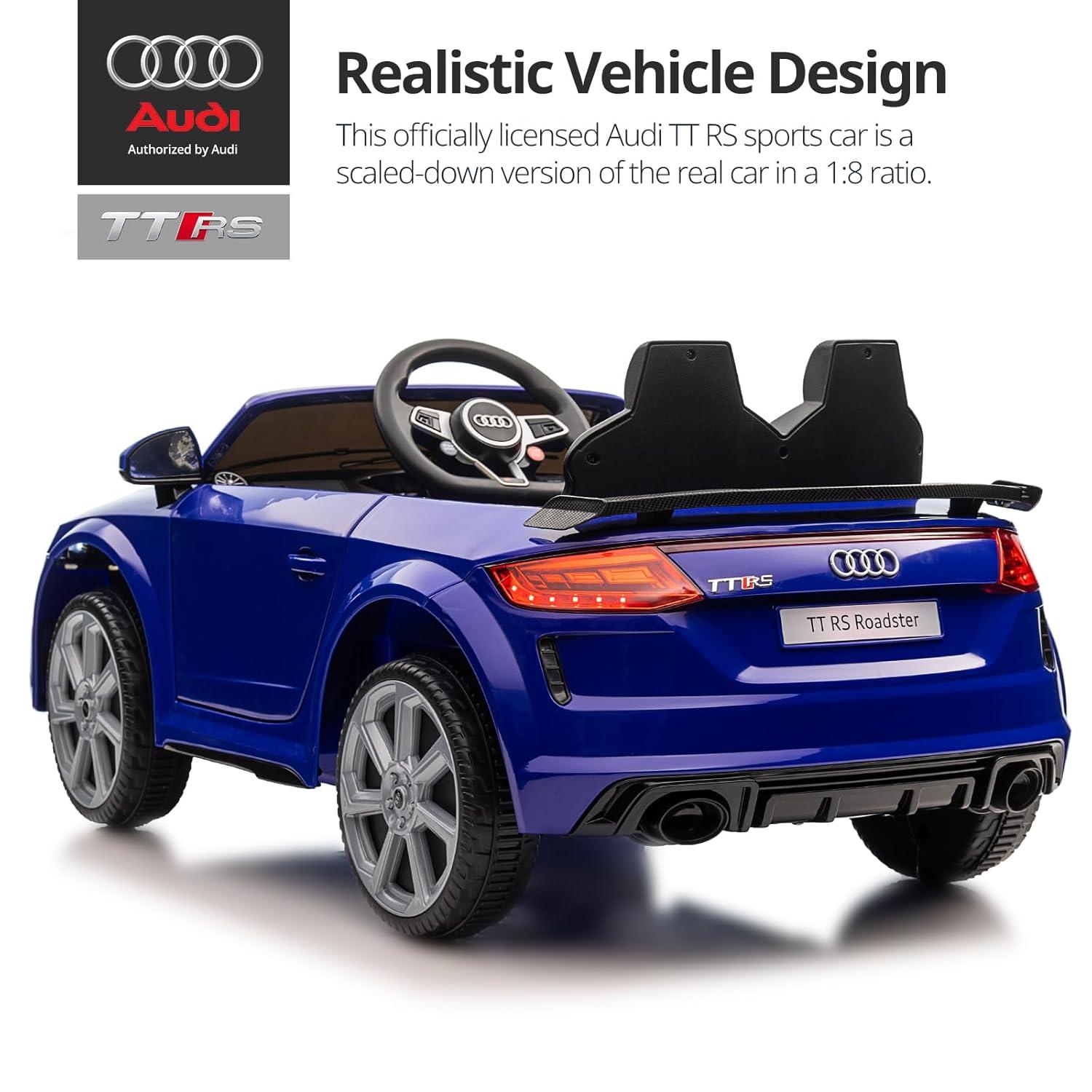 Hikiddo Electric Ride on Car for Kids, Licensed Audi 12V 7Ah Kids Ride-on Toy for Toddlers 2-5 Girl with Remote, Bluetooth - Red