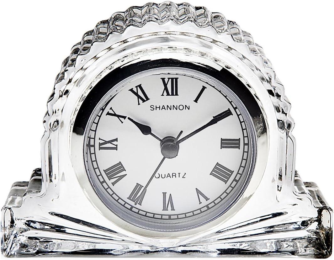 Shannon Crystal Round Tabletop Mantle Clock