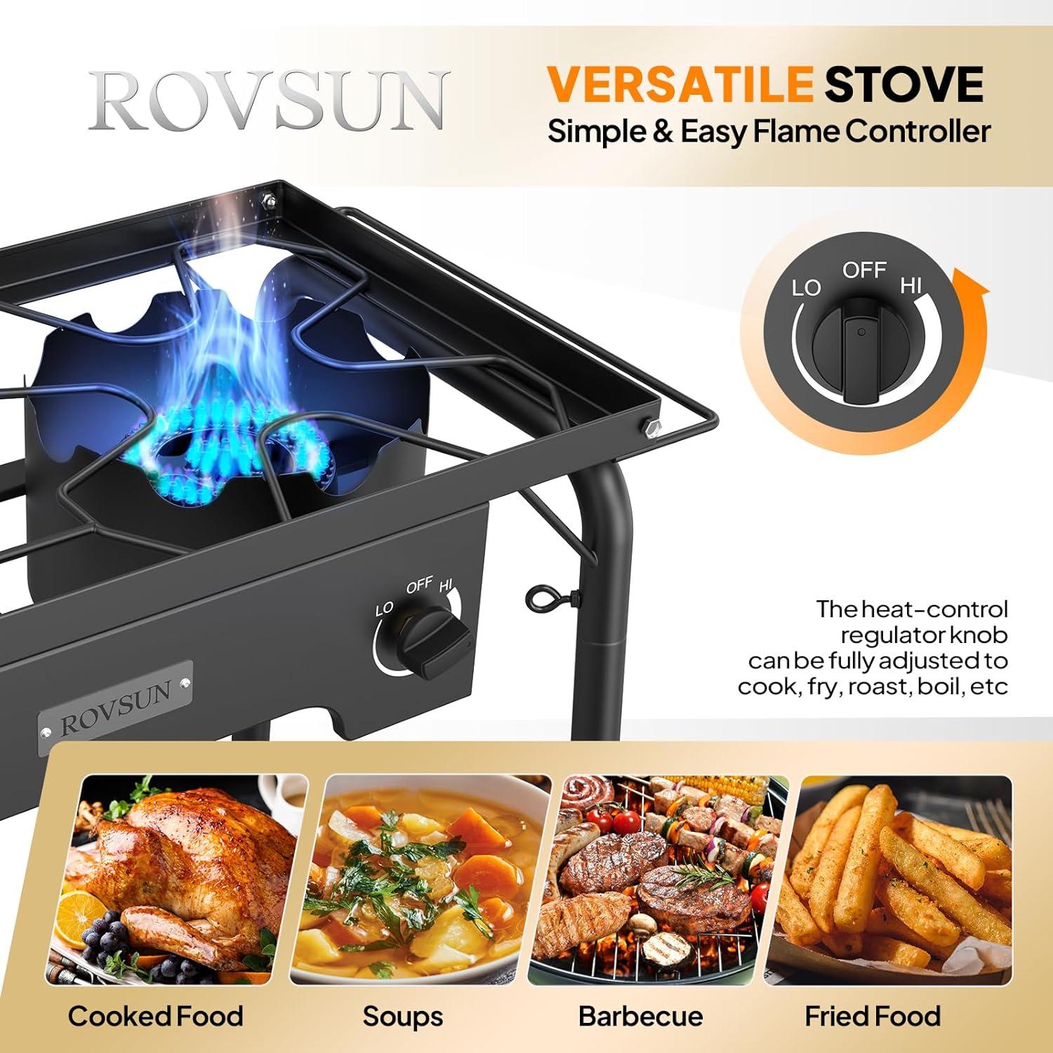 ROVSUN Black Cast Iron 2-Burner Outdoor Propane Gas Stove