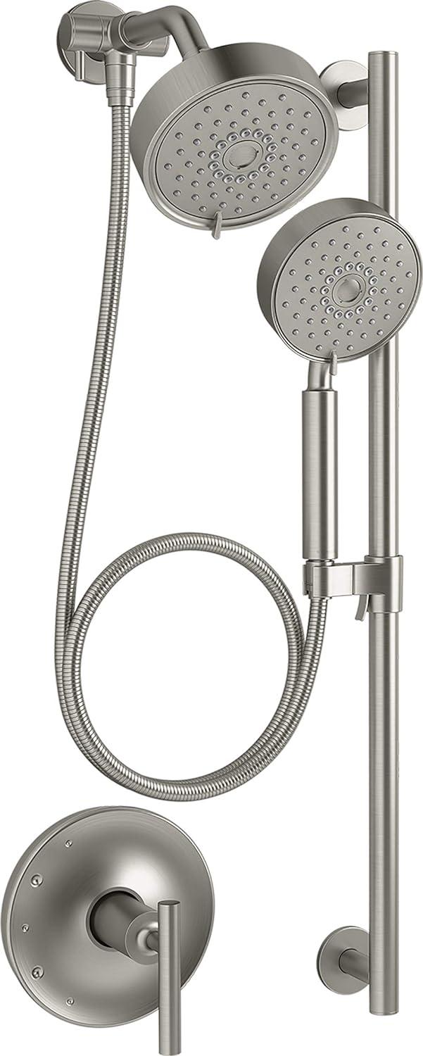 Purist Brushed Nickel Wall-Mounted Adjustable Shower System with Multi-Head