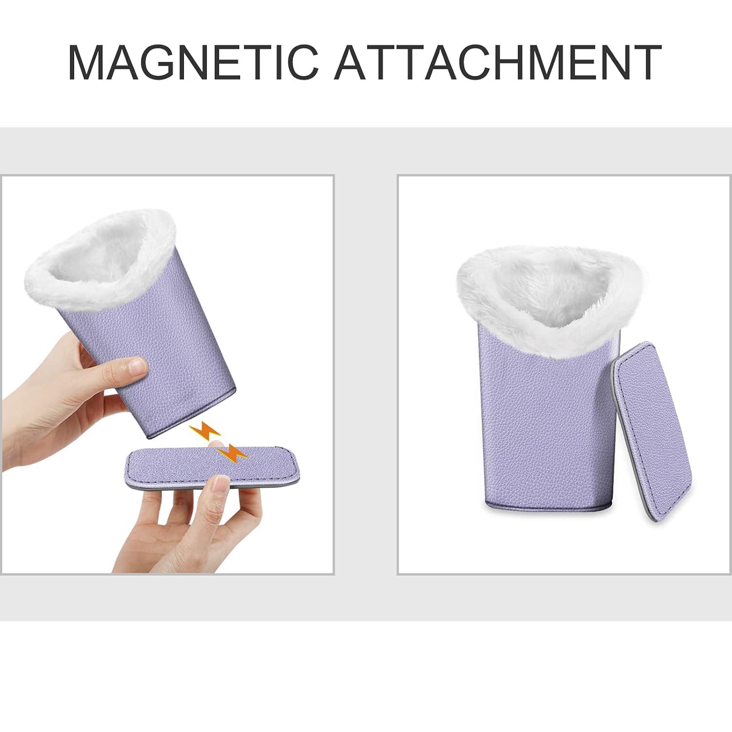 Fintie Plush Lined Eyeglasses Holder - PU Leather Protective Eyeglass Holder Stand Case，Lilac Purple