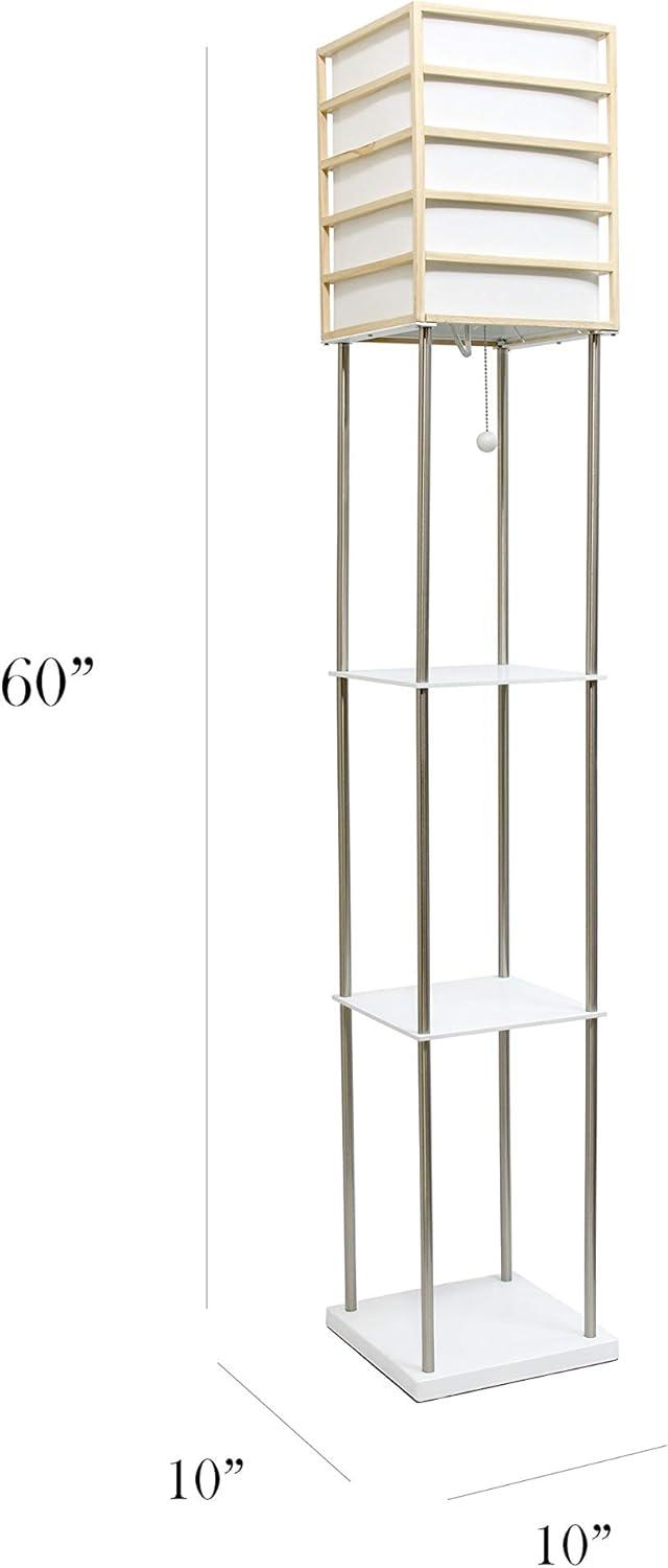 Elegant Designs 60" Metal Etagere Floor Lamp, Light Wood