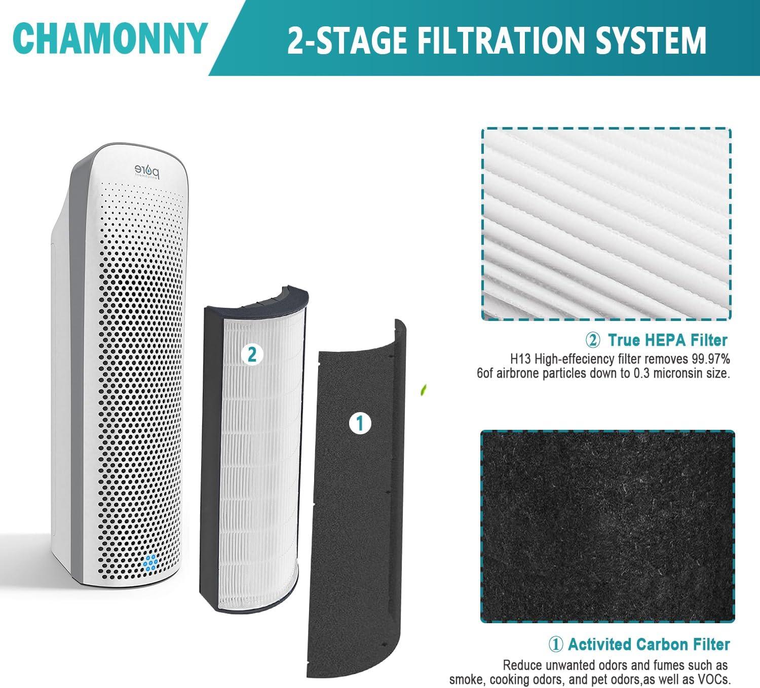 Pure Enrichment 2-in-1 True HEPA Replacement Filter with Carbon, 0.55 lb, for PureZone Elite