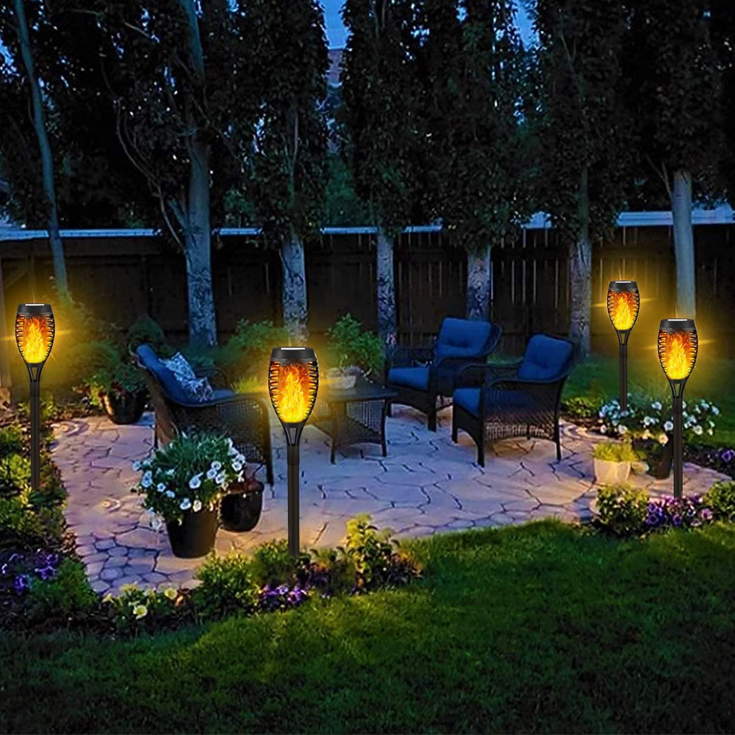 Solar Lights for Outdoor Torch Path Decor Landscape Lighting, Flickering Flame Waterproof 8 Pack