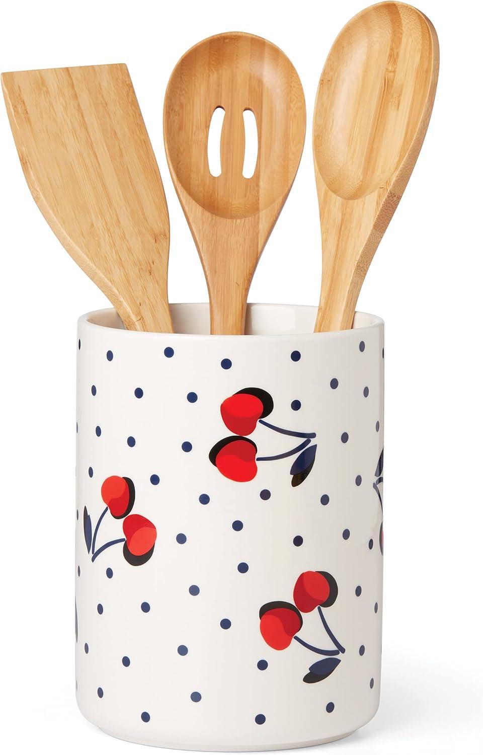 kate spade new york Vintage Cherry Dot Earthenware Utensil Storage Set