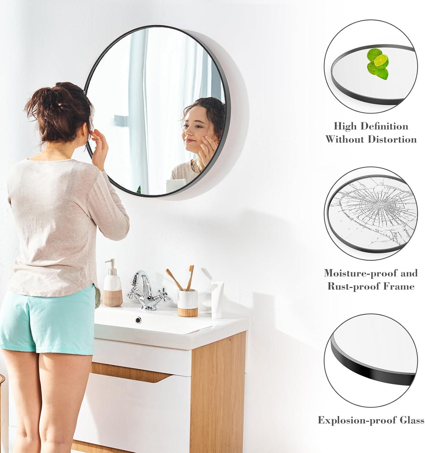 20" Round Silver Aluminum Wall Mirror