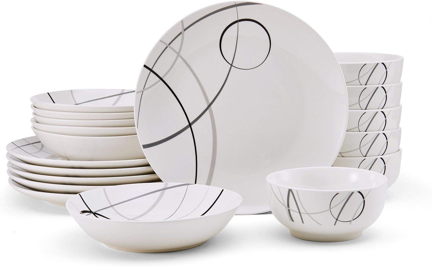 Circles 18-Piece Porcelain Dinnerware Set, Service for 6