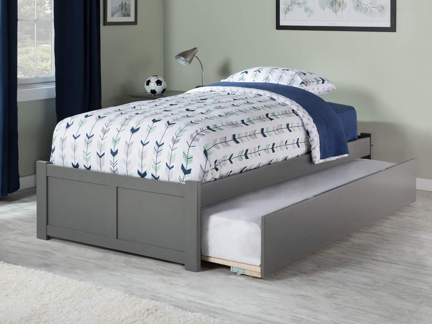 Concord Twin Extra Long Bed with Footboard and Twin Extra Long Trundle in Grey