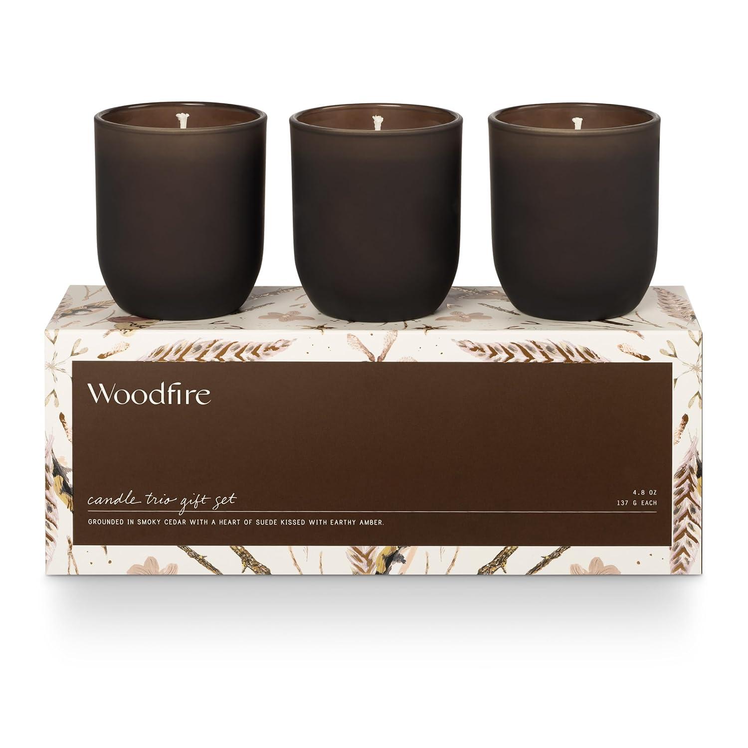 ILLUME Candle Trio Gift Set, Woodfire (Set of 3)