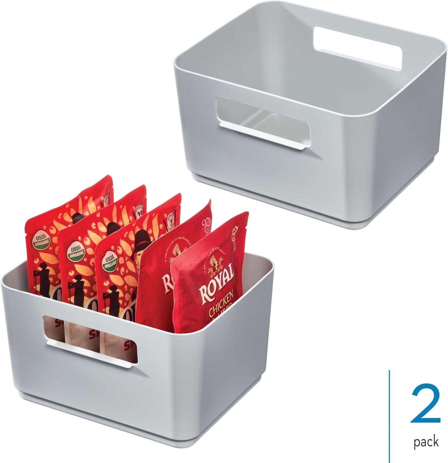 iDesign iDesign Plastic Pantry Storage Bin with Handles for Kitchen Organization - Set of 2 - Gray