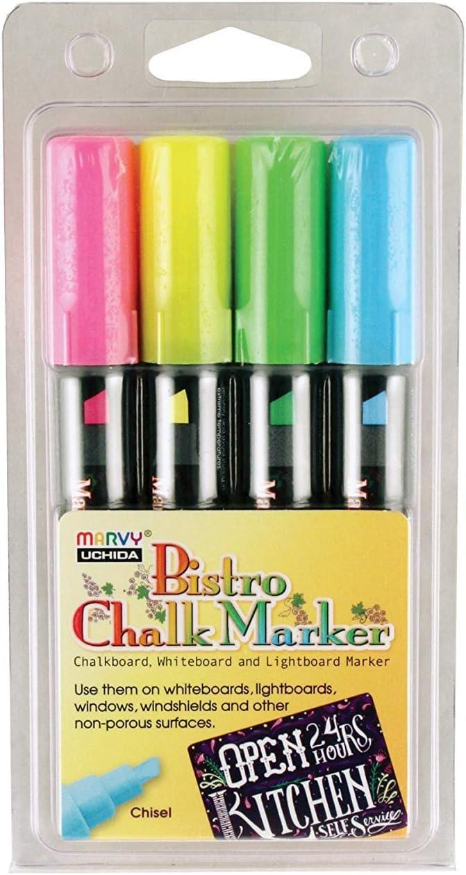 Uchida Bistro Chalk Markers, Chisel Tip, 4-Pack