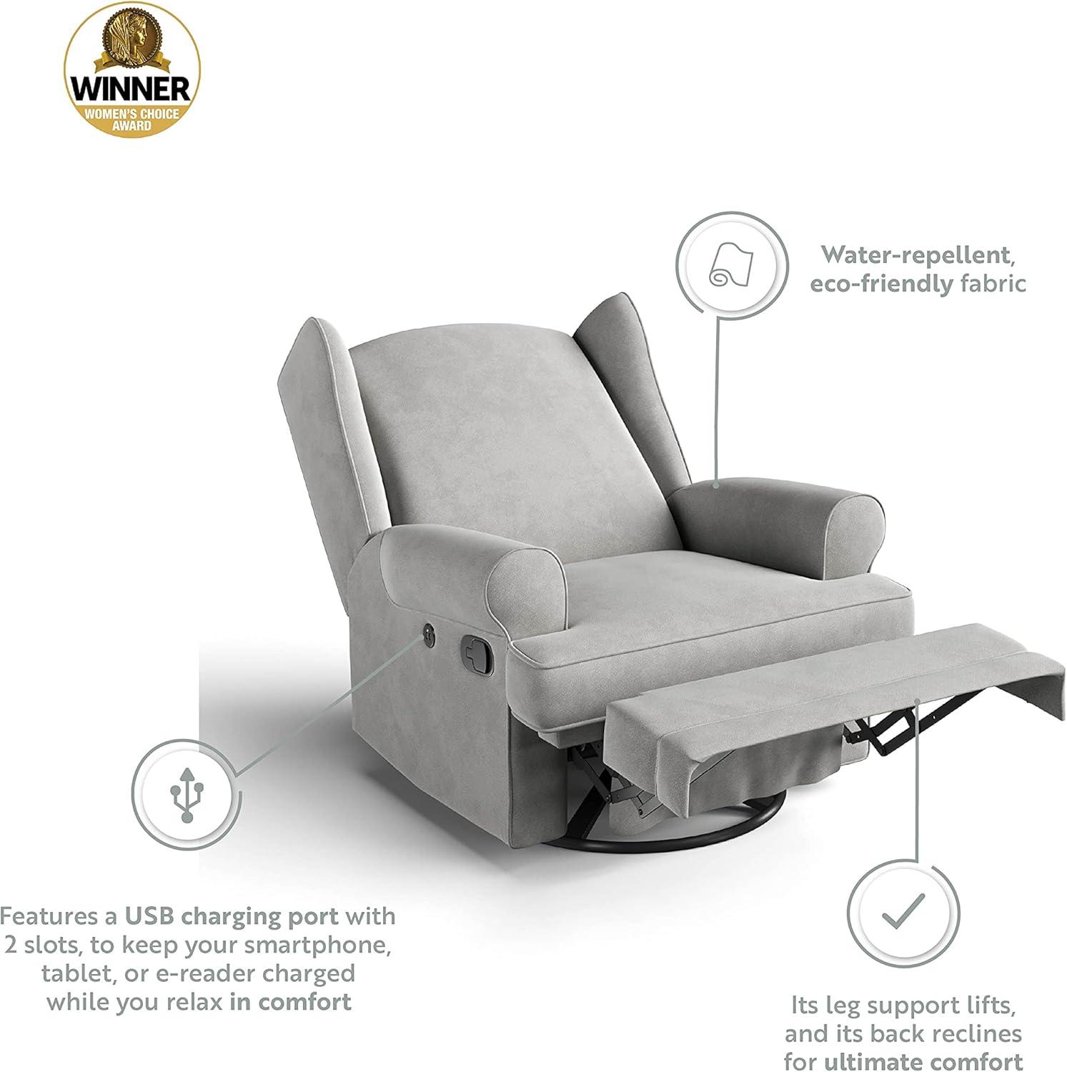 Serenity Swivel Reclining Glider Rocking Chair with USB