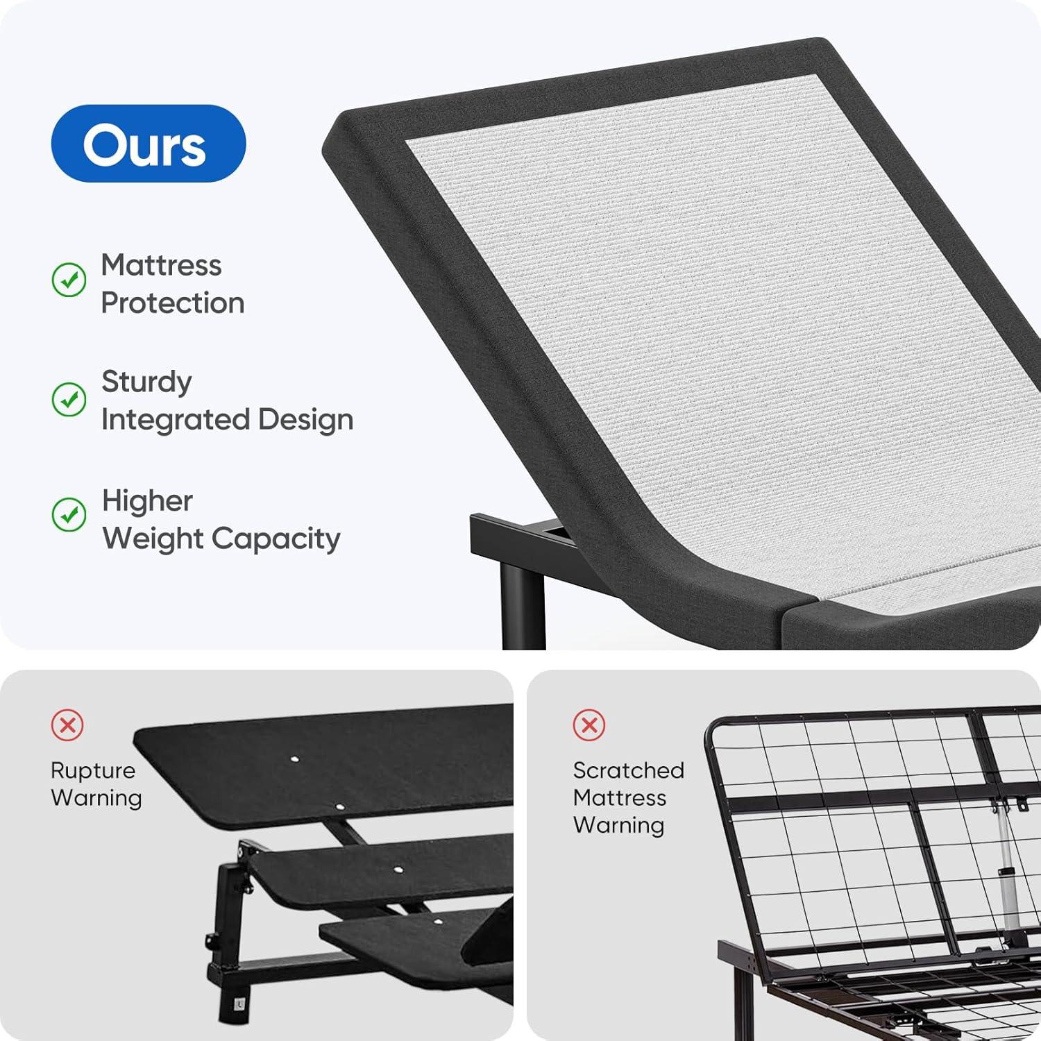 Clara Clark Clara Clark Massaging Zero Gravity, Zero Clearance Adjustable Bed with Wireless Remote, USB Ports & LED Lights