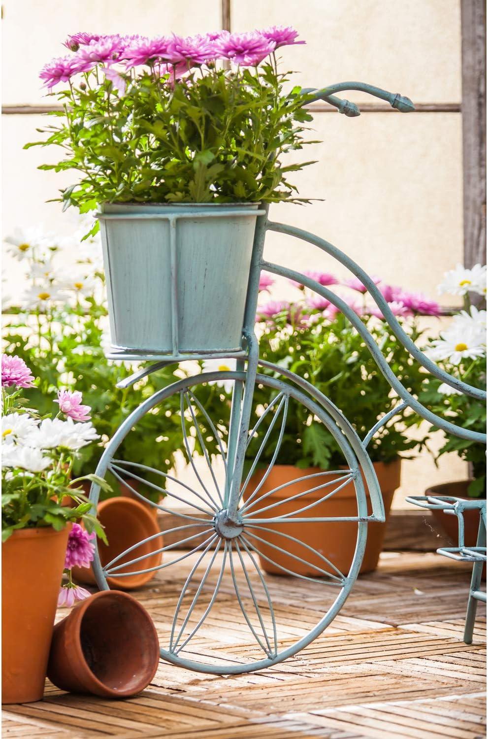 Evergreen Vintage Teal Bicycle Planter Outdoor Safe Decor