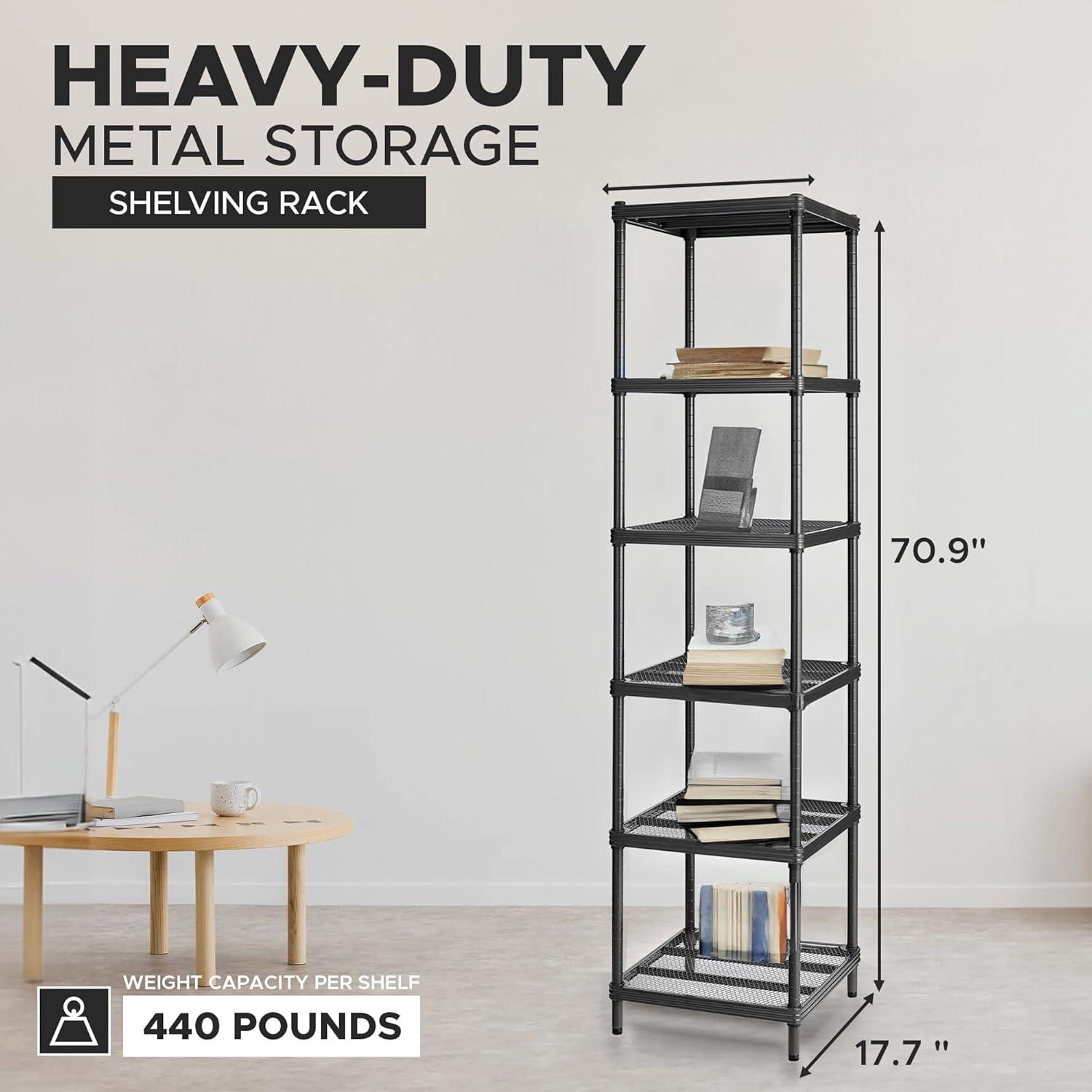 Design Ideas MeshWorks 6 Tier Tower Metal Storage Shelving Unit Rack