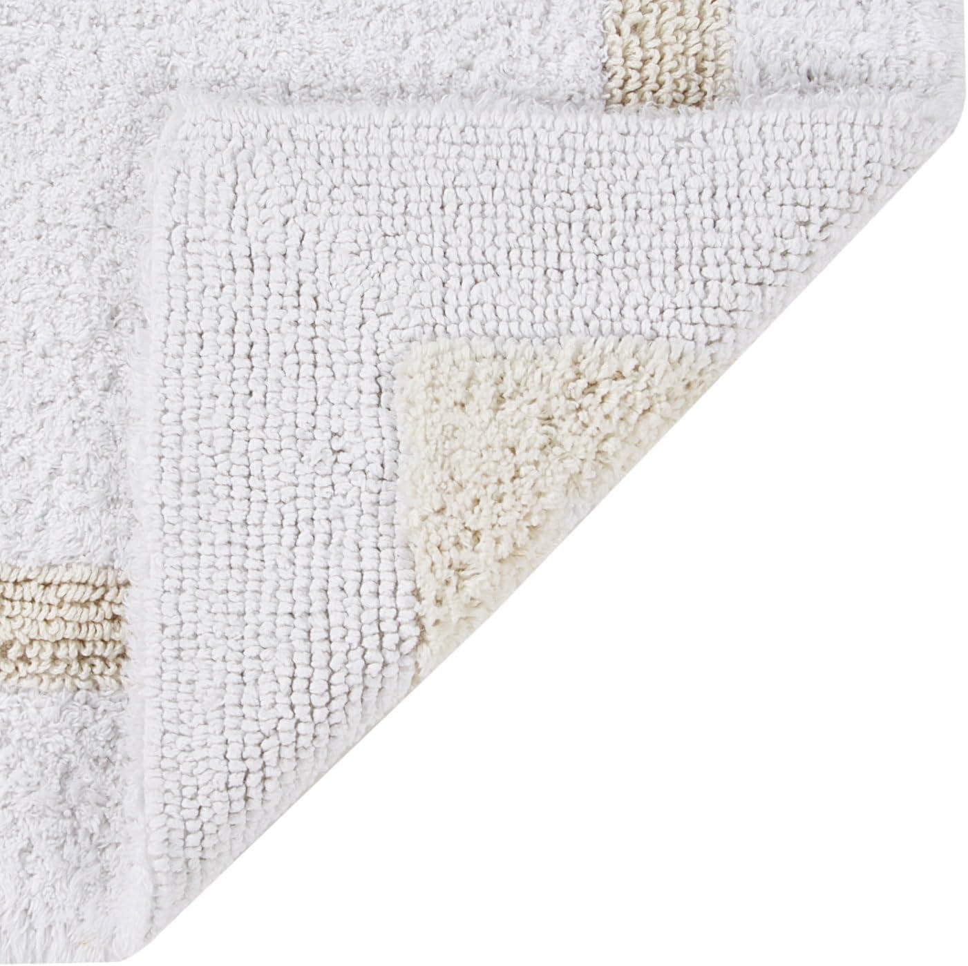 Plush Reversible Cotton Bath Rug in White/Ivory, 24" x 40"