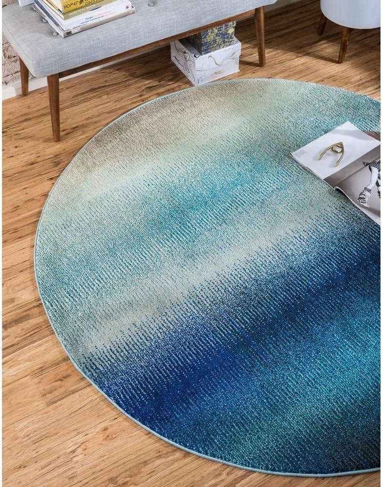 Unique Loom Estrella Collection Area Rug - Azura (6' 1" Round Blue/Ivory)