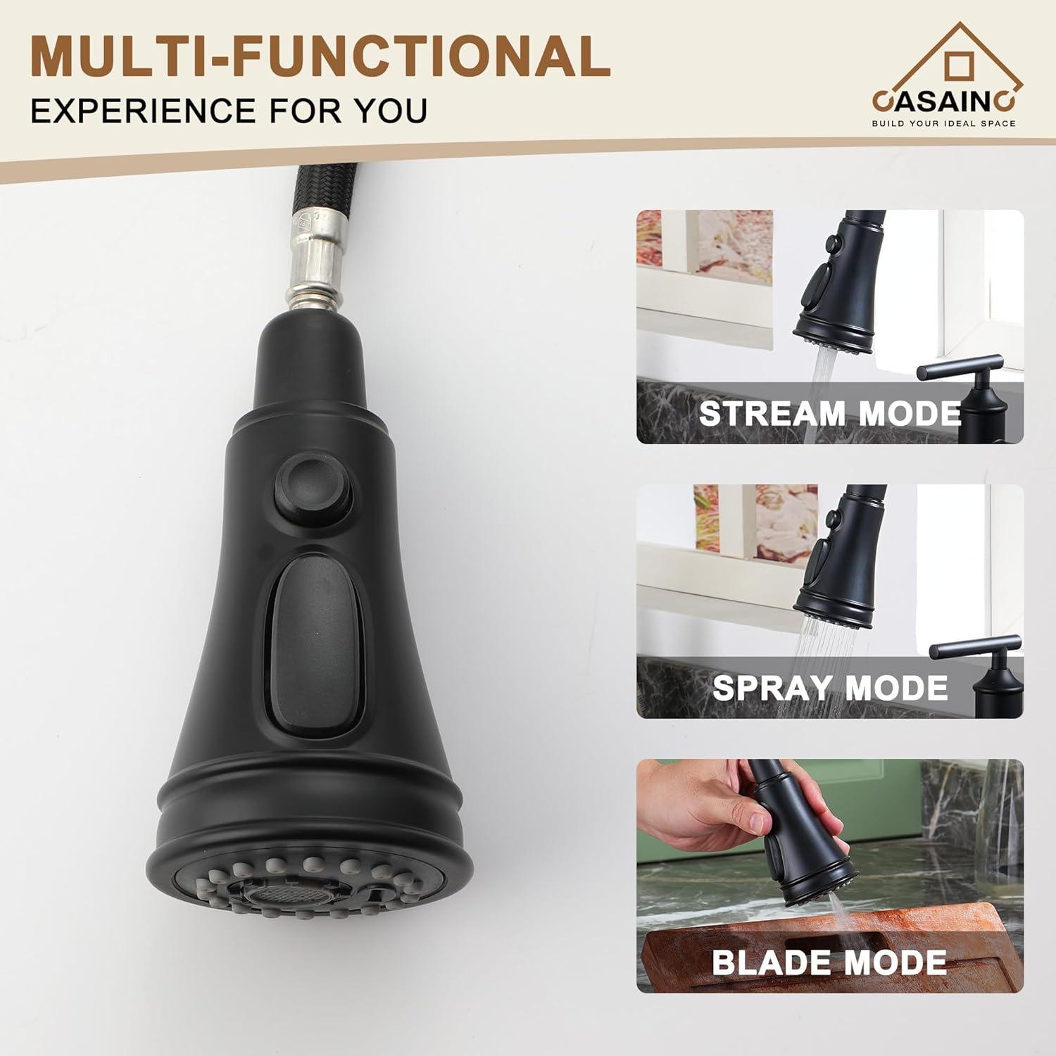 CASAINC 1.8 GPM Single-Handle Spring Pull-Down Kitchen Faucet Single Hole Faucet