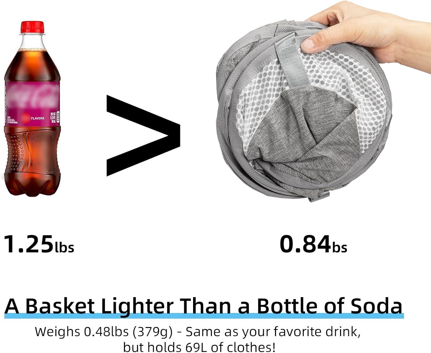 Pop-Up Laundry Hamper with Reinforced U-Shaped Handle - 1.5 Load Capacity Collapsible Basket, Magnetic Closure, Anti-Snap Safety Design, Fits in Washer/Dryer Gaps