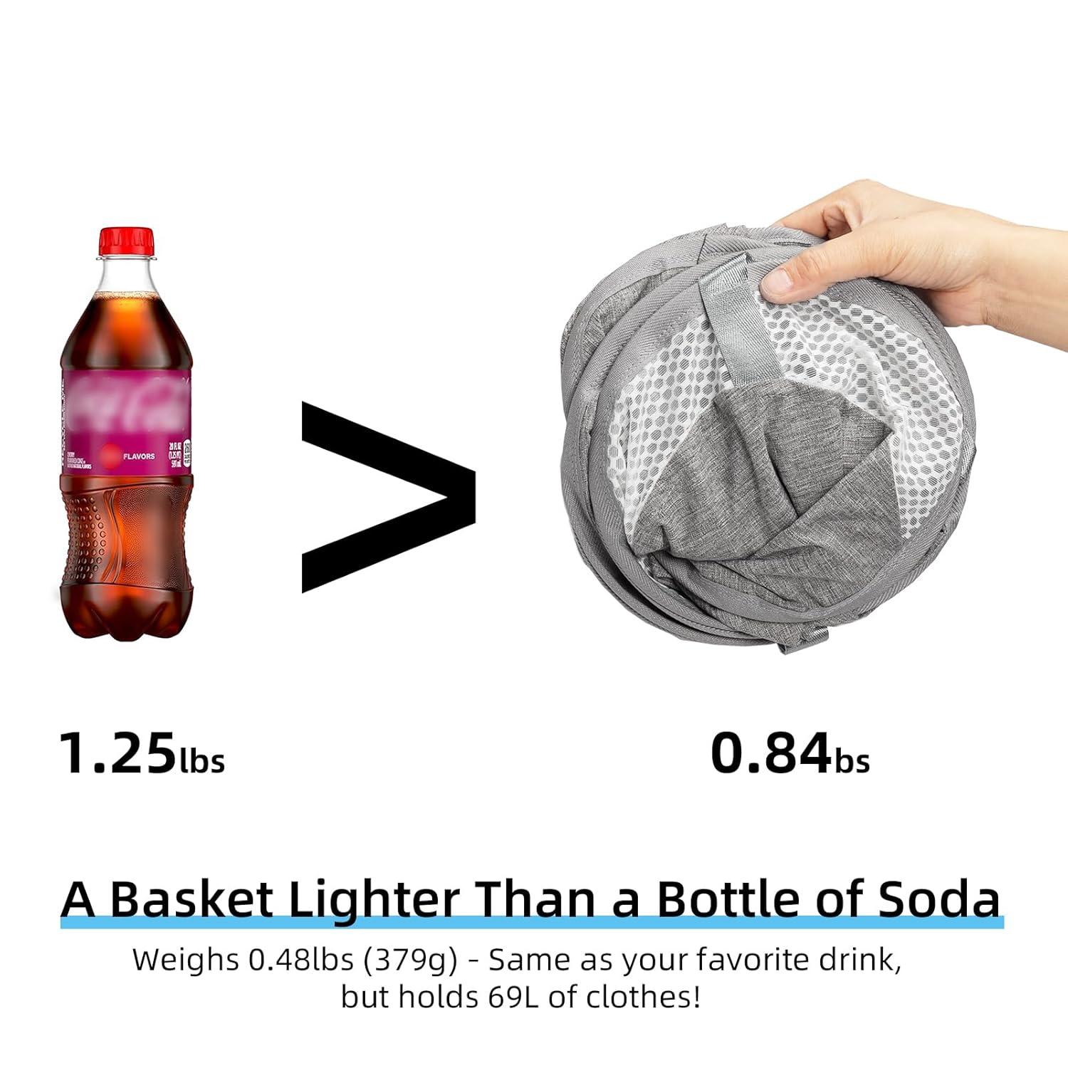 Pop-Up Laundry Hamper with Reinforced U-Shaped Handle - 1.5 Load Capacity Collapsible Basket, Magnetic Closure, Anti-Snap Safety Design, Fits in Washer/Dryer Gaps