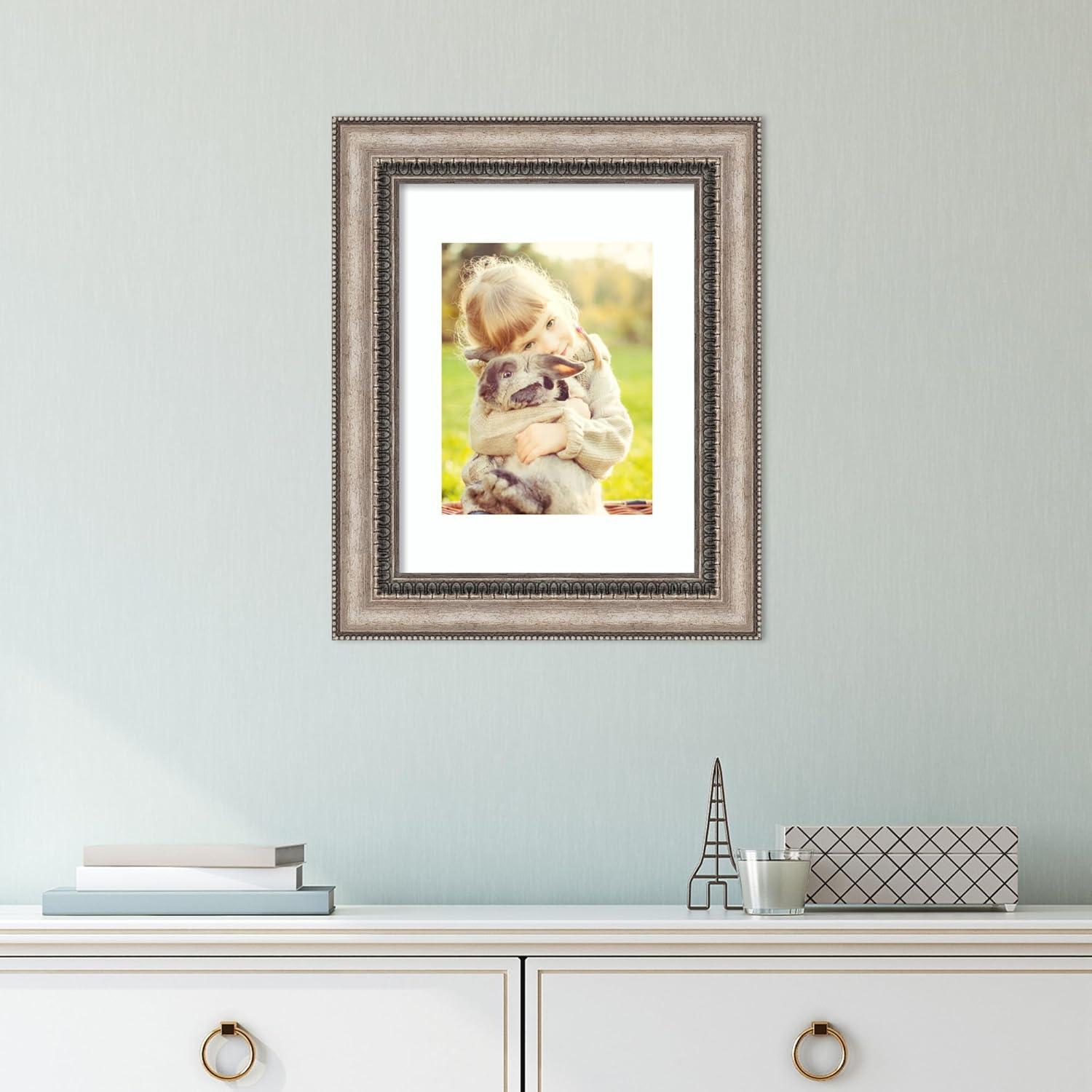 Amanti Art Lyla Ornate Silver Picture Frame Opening Size 11x14 in. (Matted To 8x10 in.)