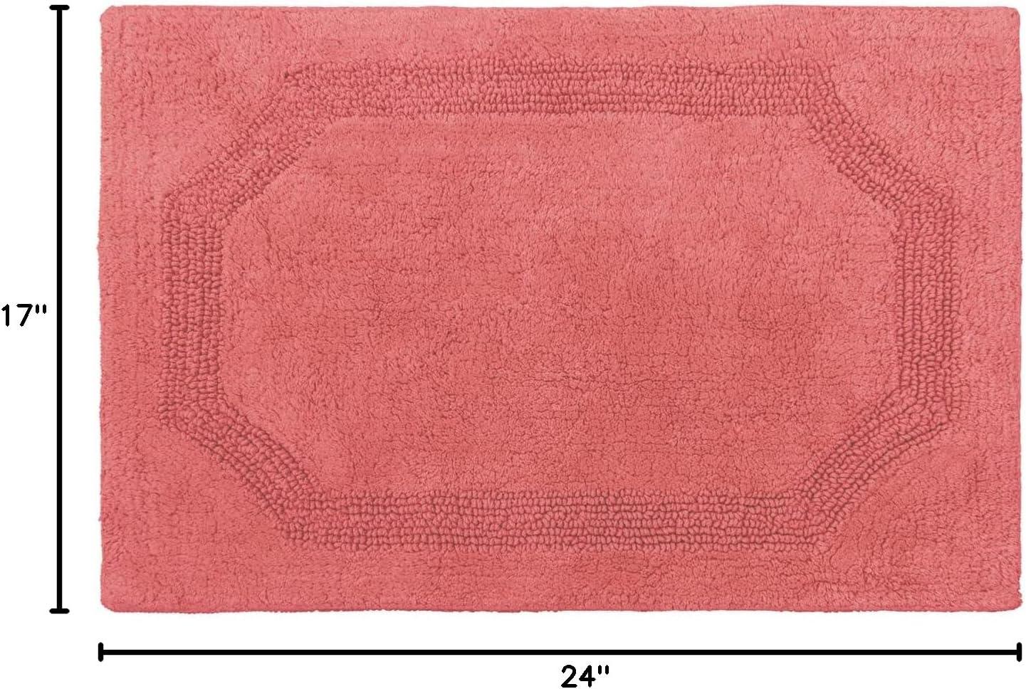 Laura Ashley Reversible Cotton 17 x 24 in. Bath Mat, Coral