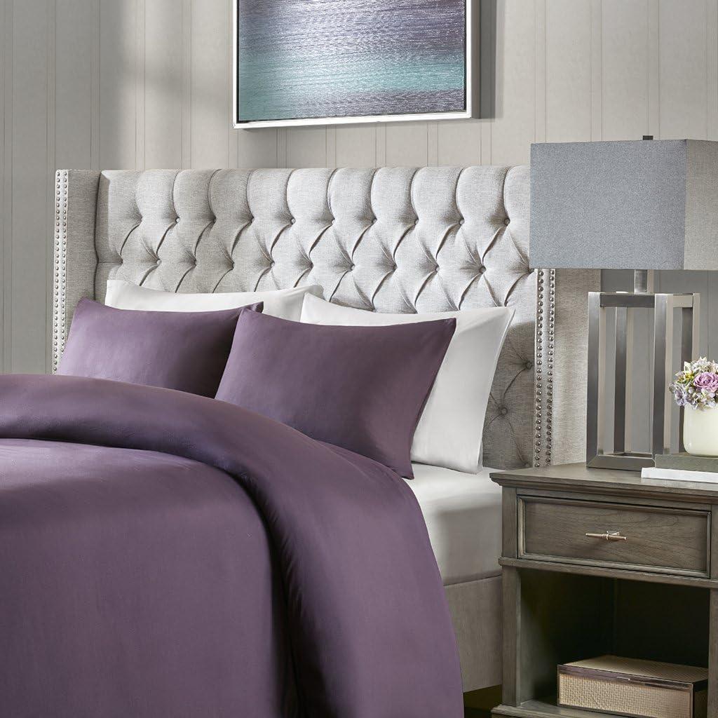 Gray Tufted Upholstered Wingback Queen Headboard