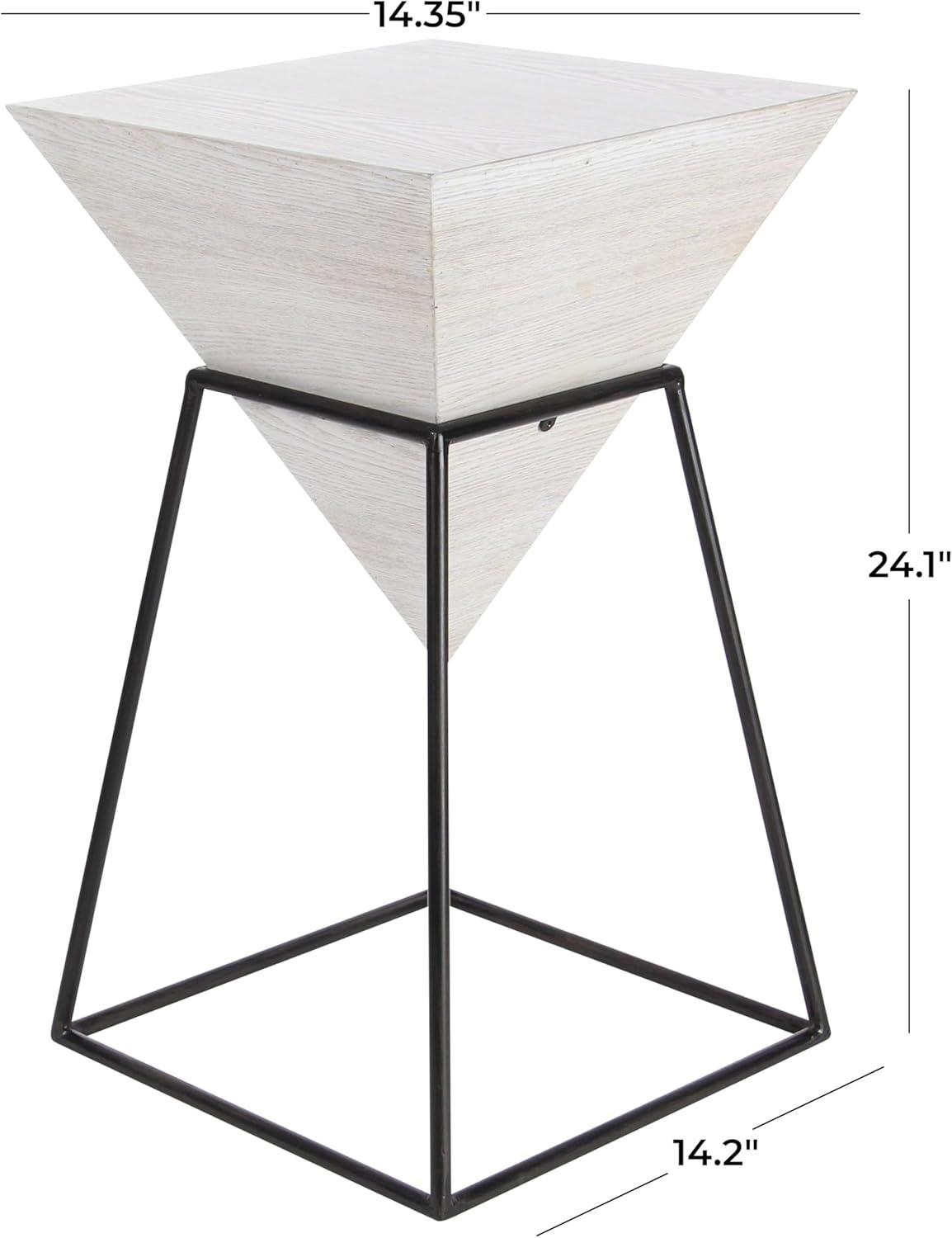 Geometric Accent Table White - Olivia & May: Modern Triangle Side Table, Metal Frame, Wood Top