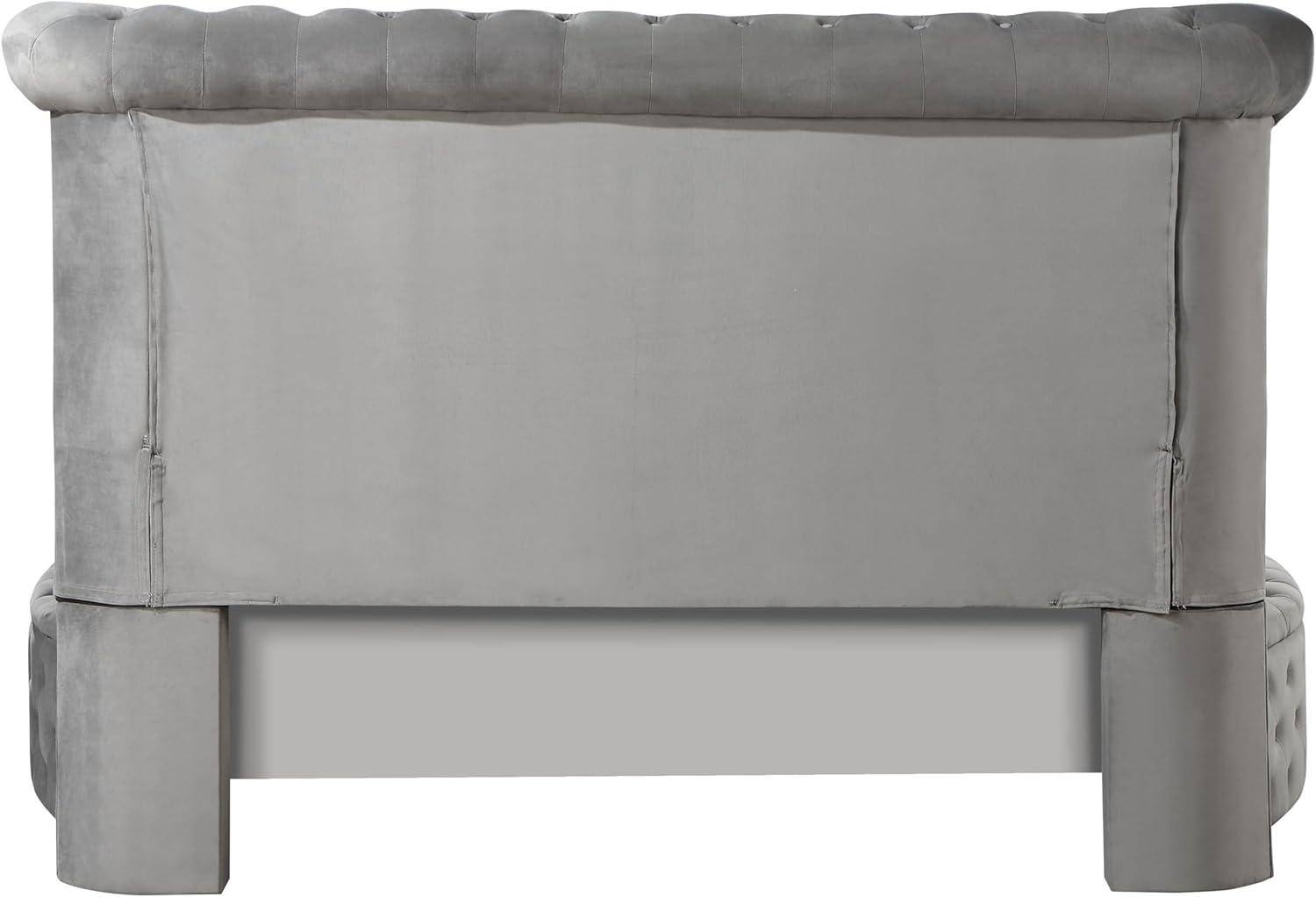 109" Queen Bed Gaiva Bed Gray Velvet - Acme Furniture: Elegant Nailhead, Button-Tufted Design, Wood Composite Frame