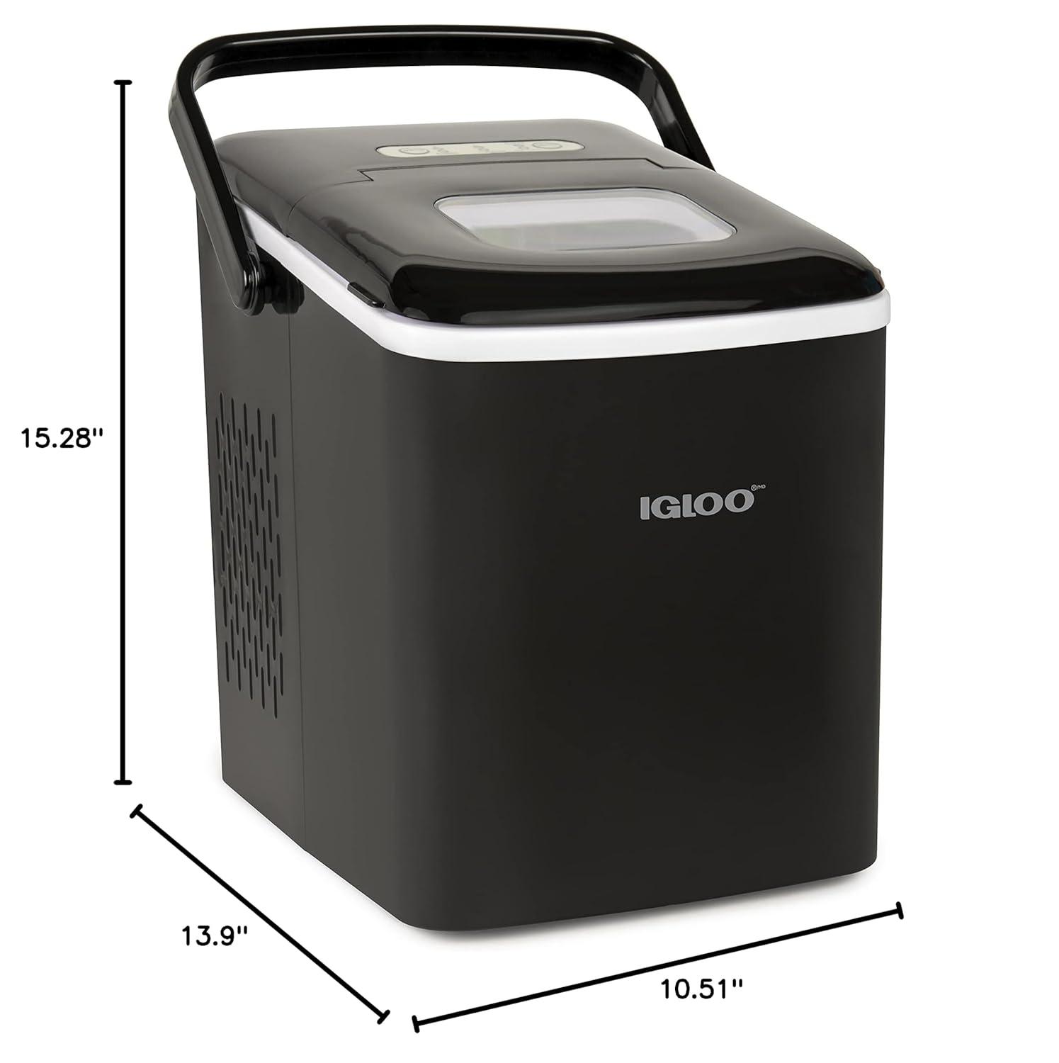 Igloo Handled Automatic Ice Machine Self Cleaning Countertop Ice Maker with Scoop, Black