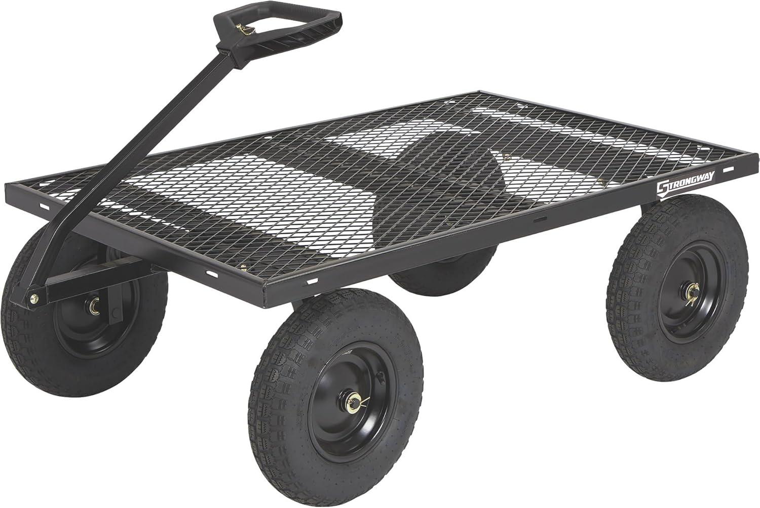 Strongway Black Steel Utility Cart with Pneumatic Wheels
