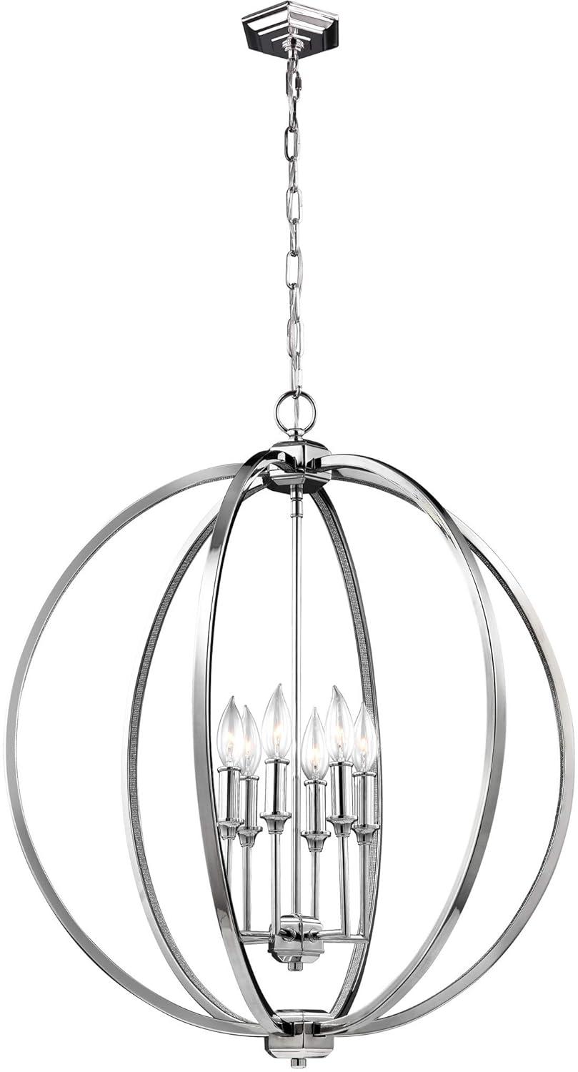 Feiss Lighting-Corinne-Pendant 6 Light in Transitional Style-24.5 Inch Wide by 27.88 Inch High-Polished Nickel Finish