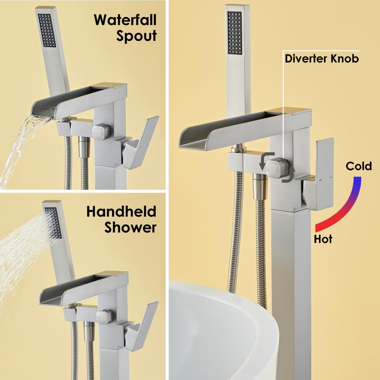 Floor Tub Spout with Diverter