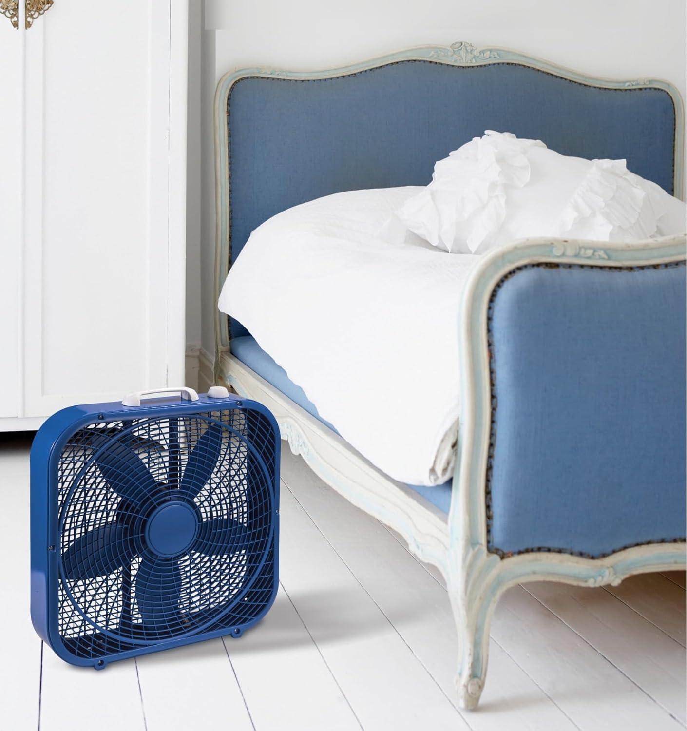 Lasko Cool Colors 20" Energy Efficient Box Fan, 3 Speeds, 22.5" H, Blue, B20308, New