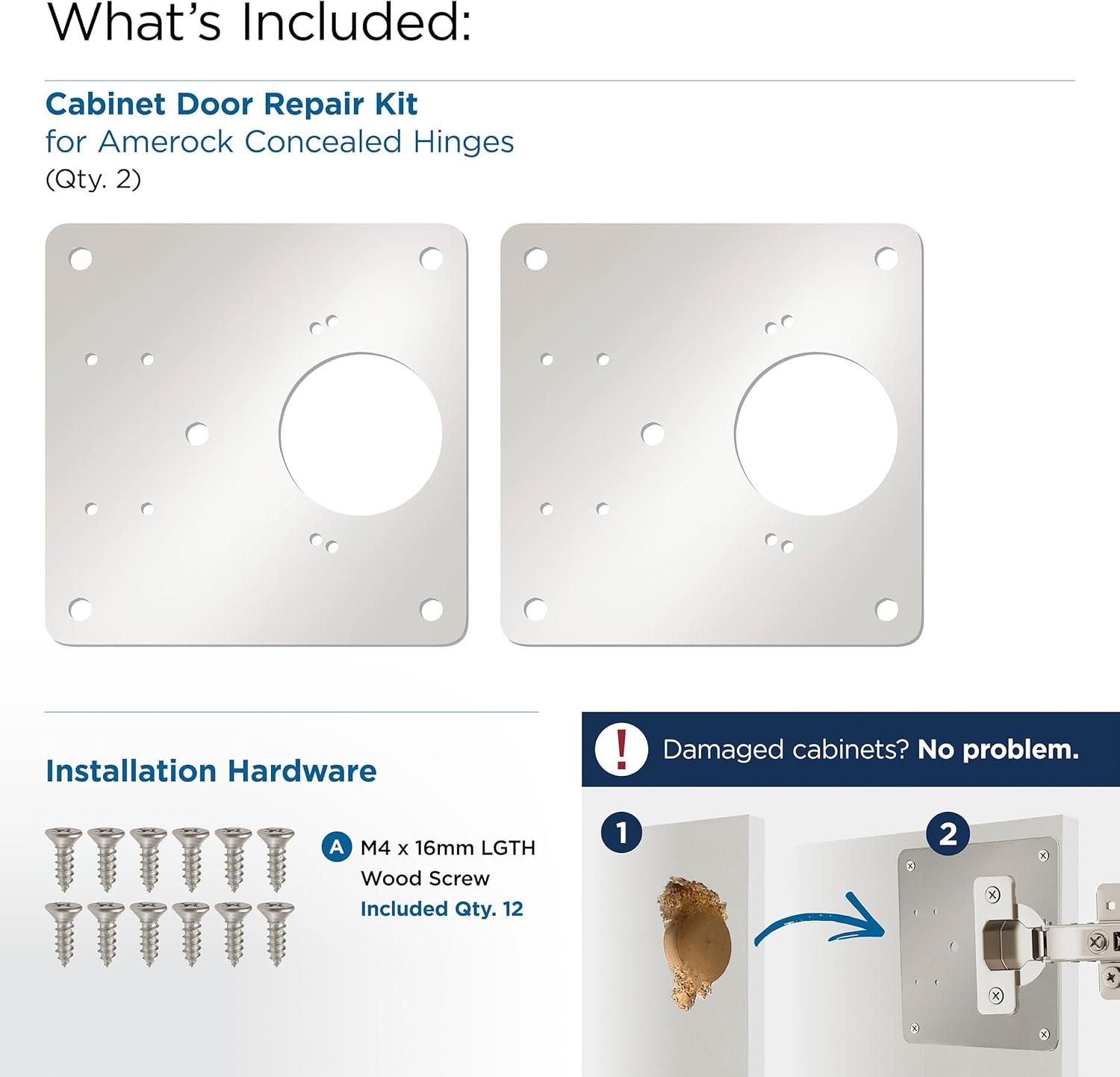 Satin Nickel Steel Cabinet Hinge Repair Plates