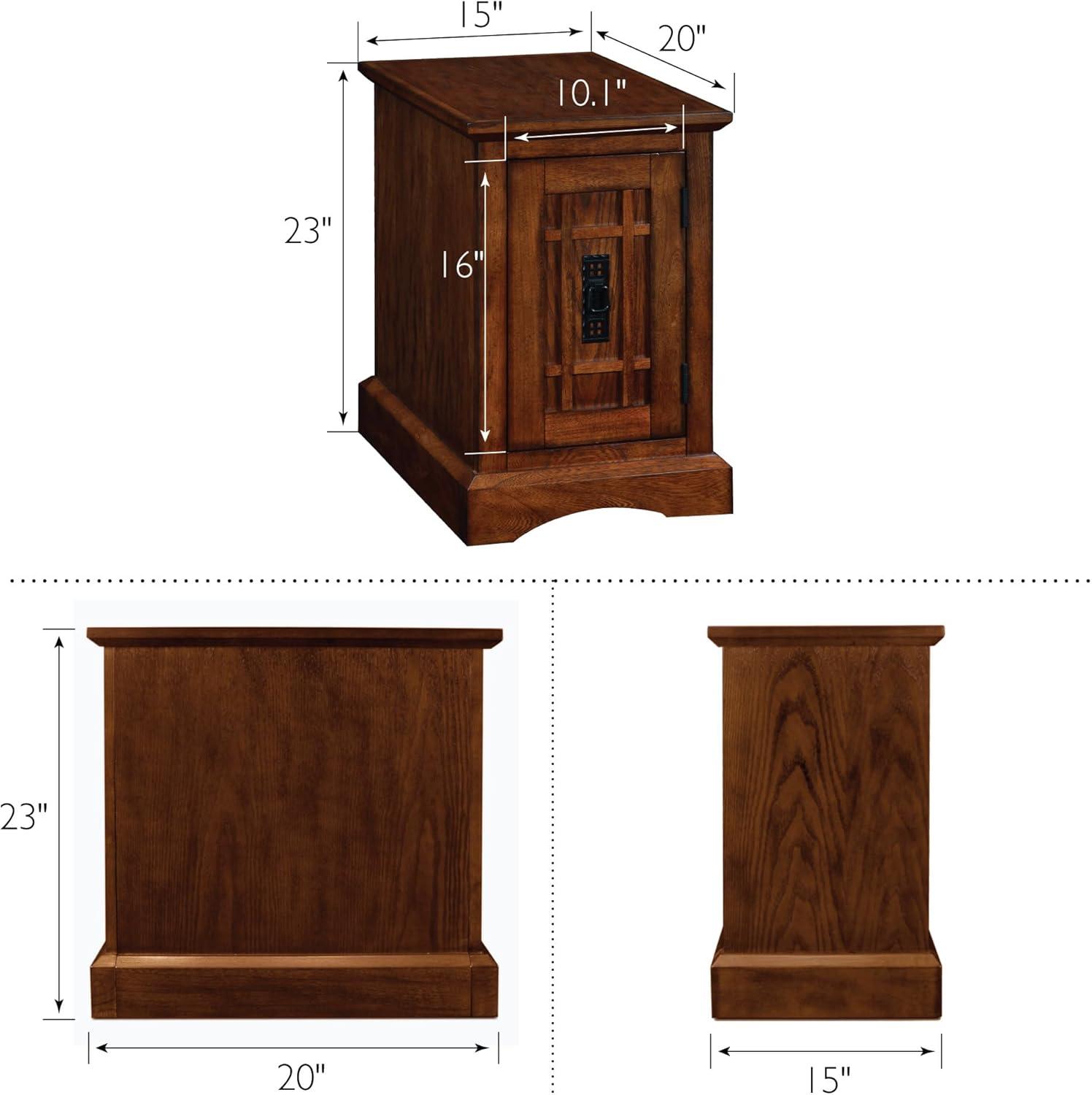 Mission Oak Rectangular Cabinet with Adjustable Shelf and Metal Hardware