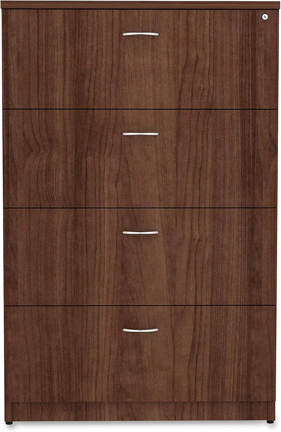 Walnut 4-Drawer Lateral Legal File Cabinet with Central Lock