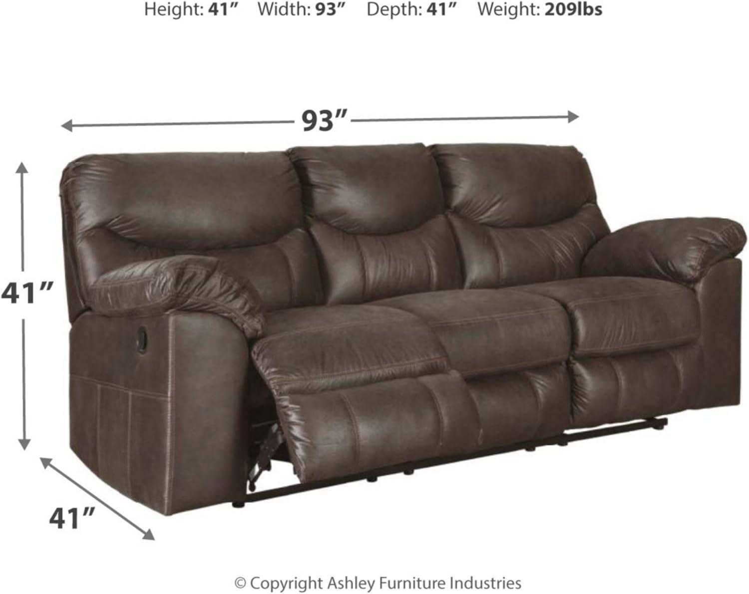 Signature Design by Ashley Boxberg Reclining Sofa in Teak