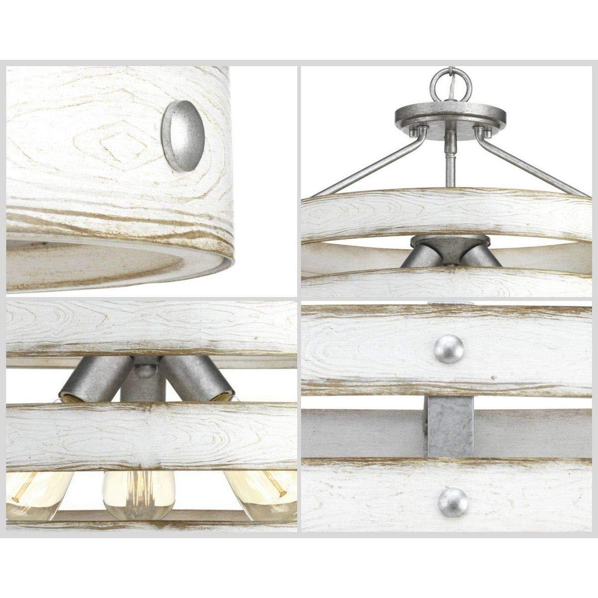 Progress Lighting Gulliver 3-Light Semi-Flush Convertible Ceiling Light, Galvanized Finish, Open Design