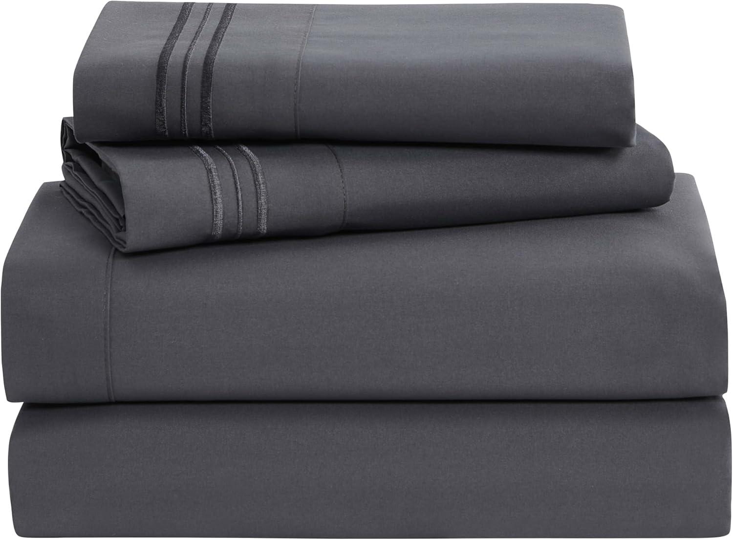 Charcoal Gray Full Deep Pocket Microfiber Bed Sheet Set