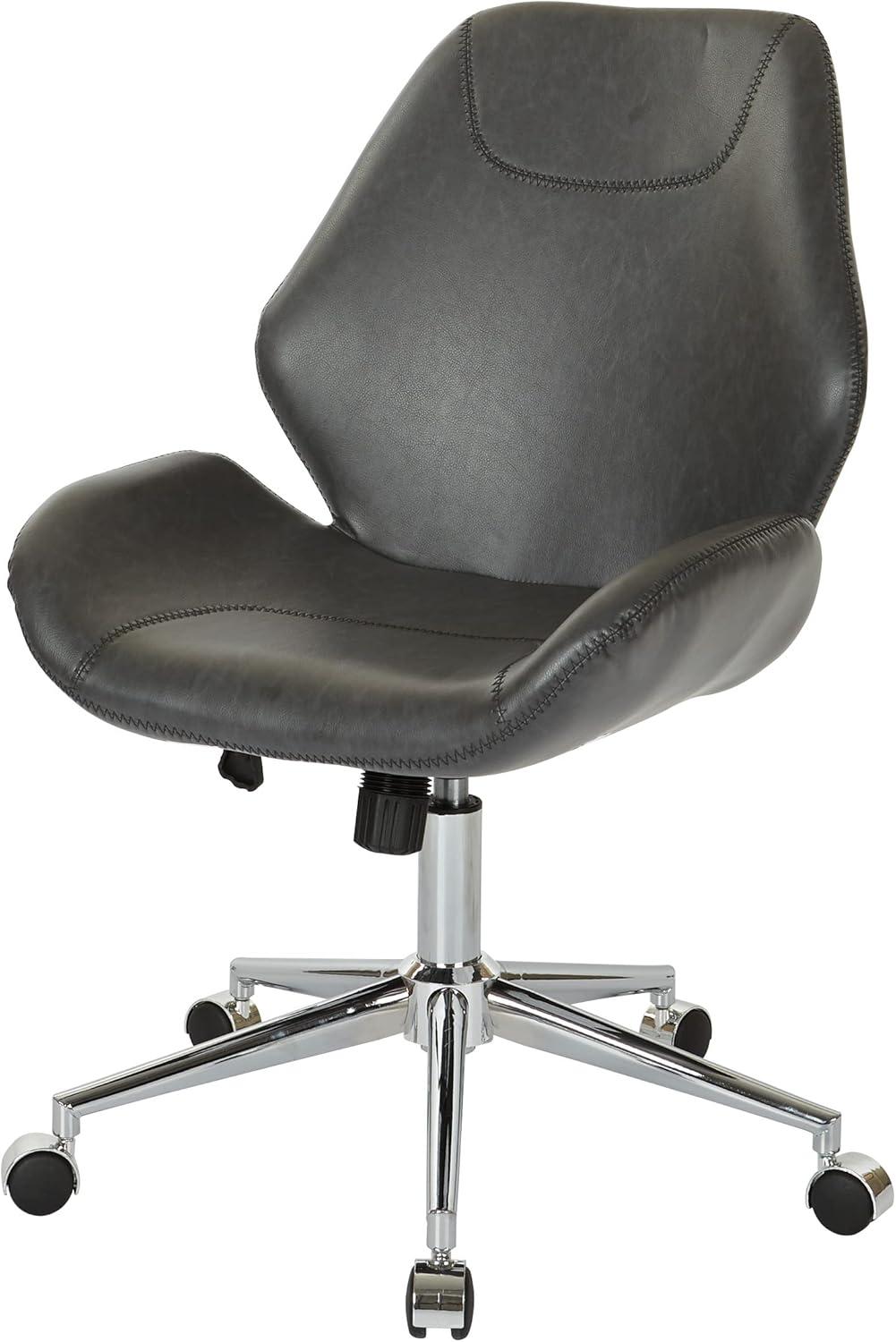 OSP Home Furnishings Chatsworth Office Chair in Black Faux Leather with Chrome Base