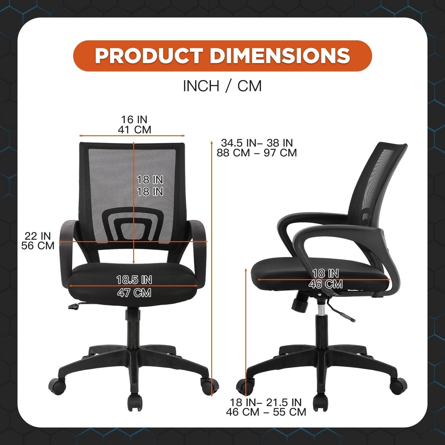 FDW Home Office Chair Ergonomic Desk Chair Mesh Computer Chair with Lumbar Support Armrest Adjustable Mid Back Task Chair for Women Adults