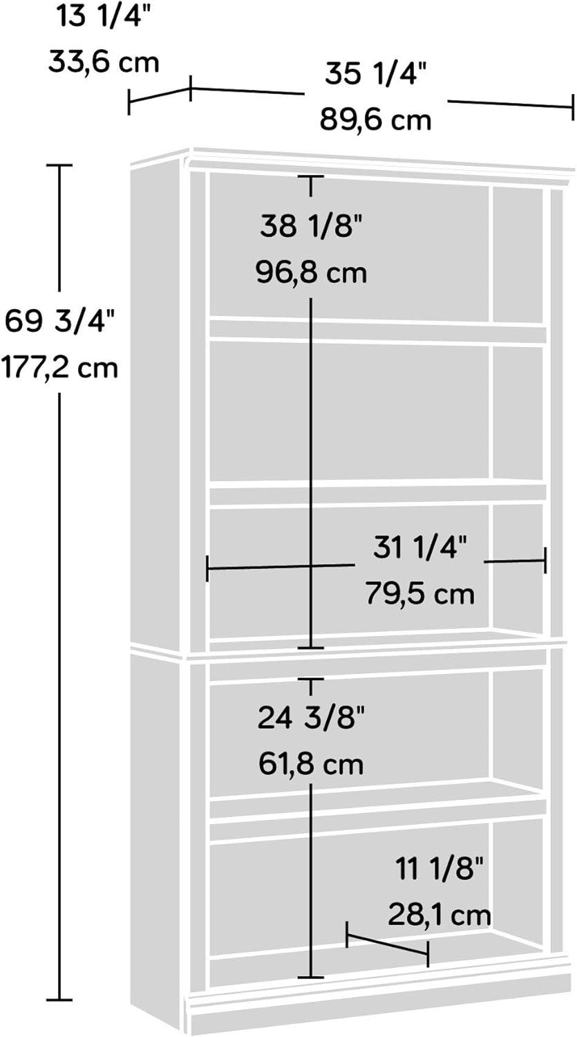 White Plank 5-Shelf Adjustable Wood Bookcase