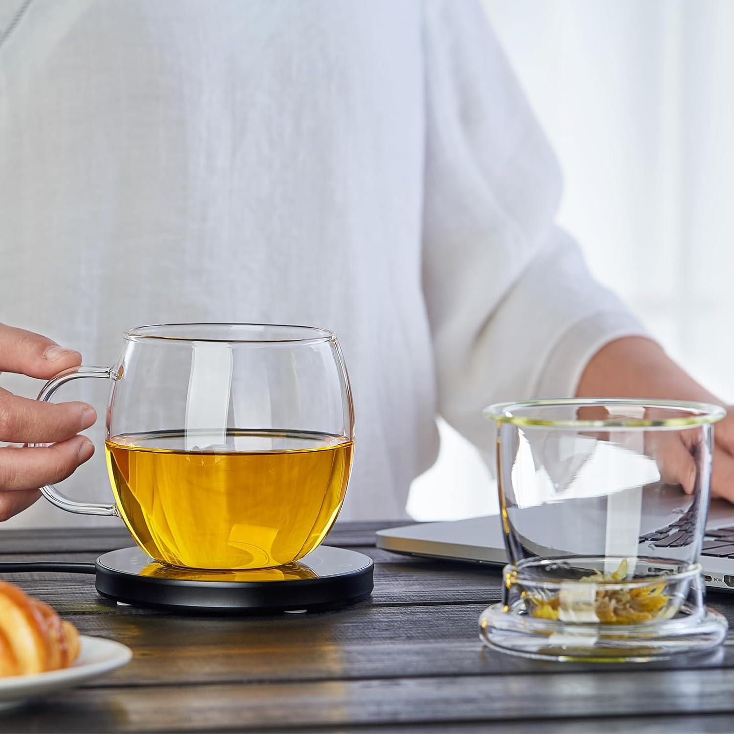 Glass Tea Cup with Infuser and Lid, 17OZ Large Borosilicate Glass Tea Cup with Strainer,Clear Glass Tea Mugs for Loose Leaf Tea,Blooming Tea,Tea Bag,Tea Cute Mushroom, Christmas gift