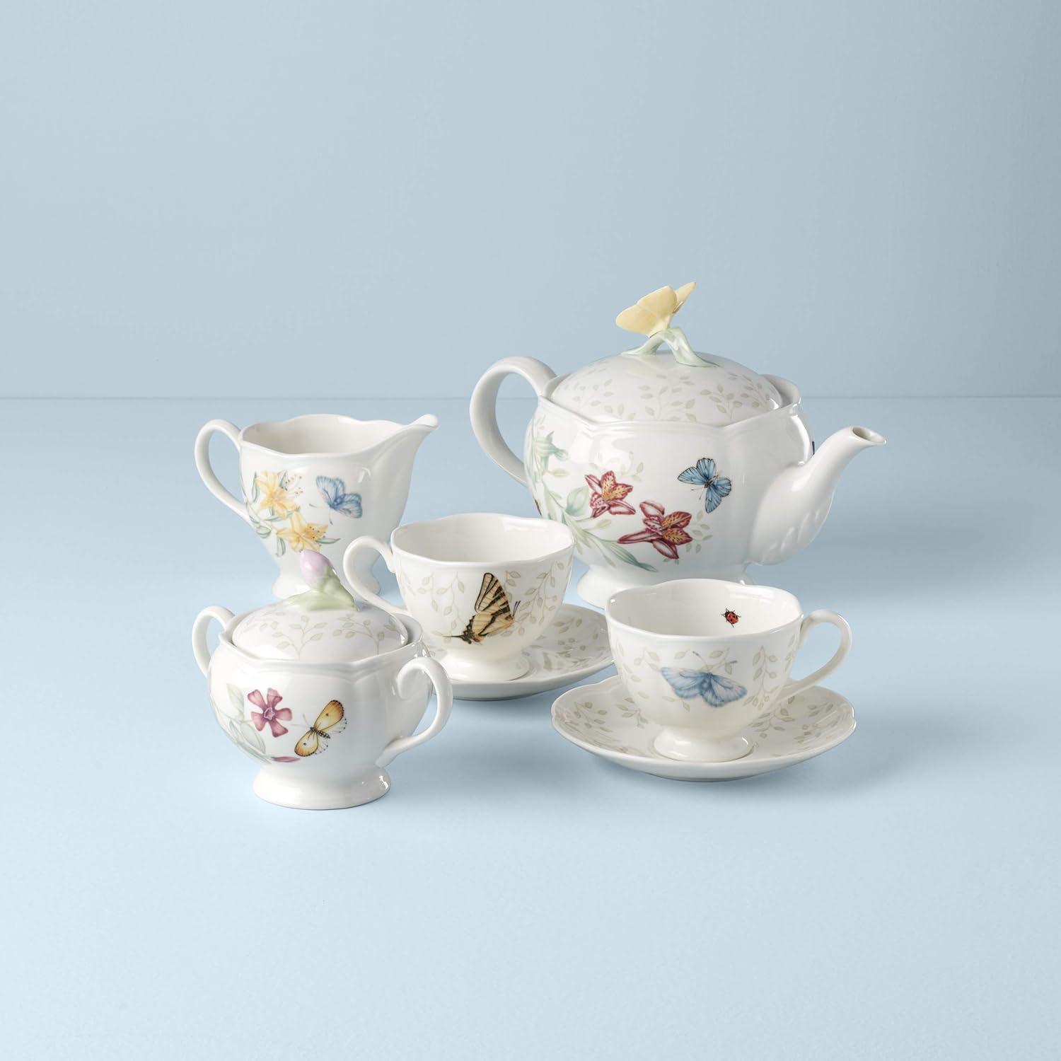 Butterfly Meadow Floral Porcelain 7-Piece Tea Set