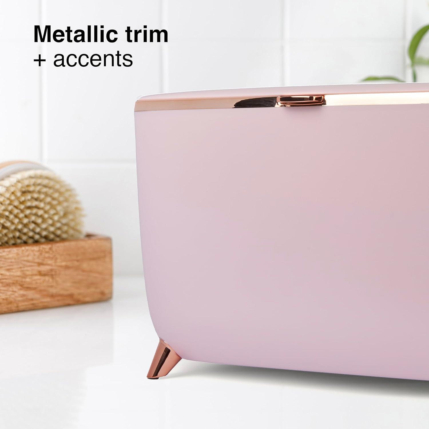 Compact Pink Matte Mini Skincare Fridge with Metallic Accents