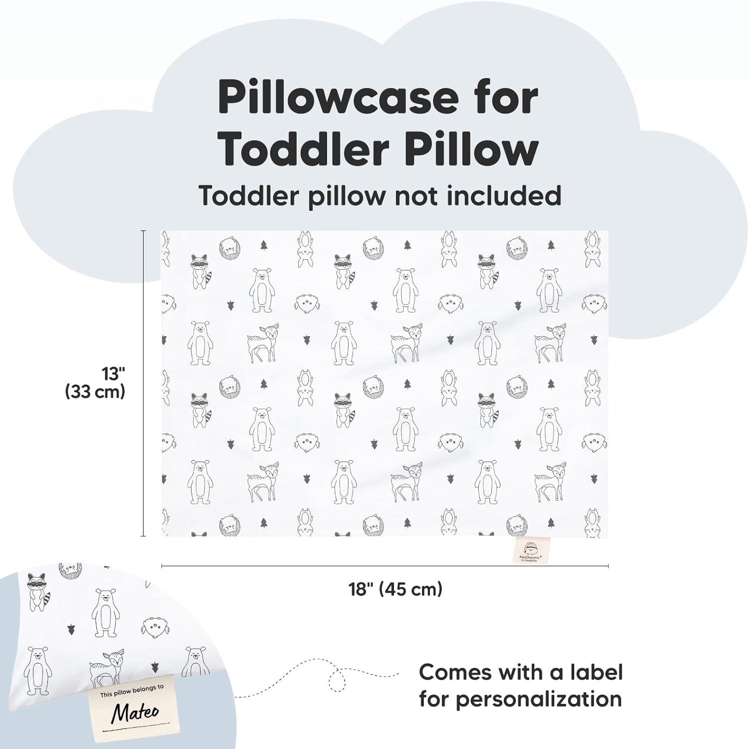 Soft Organic Cotton Toddler Pillowcase with Cute Prints - Standard/Queen