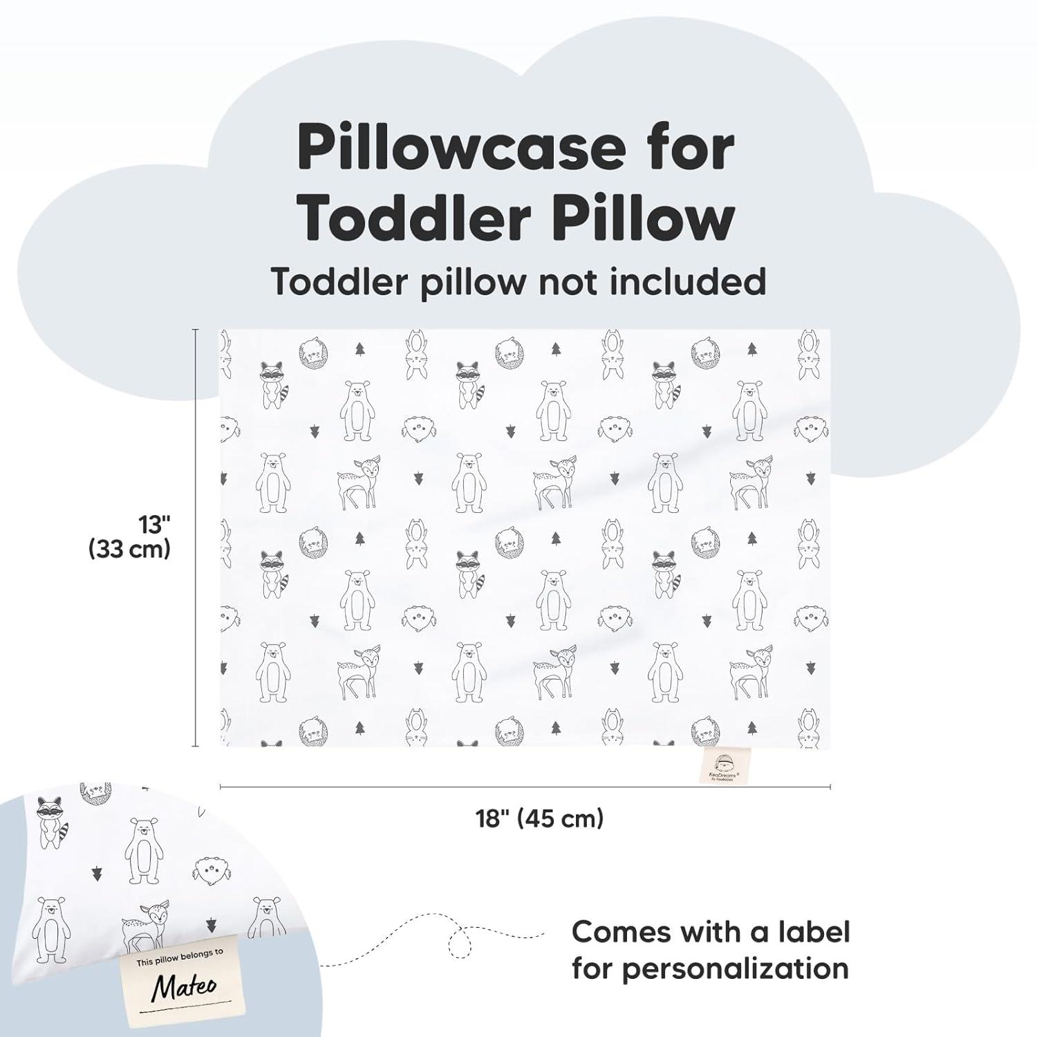 KeaBabies Toddler Pillowcase for 13X18 Pillow, Organic Toddler Pillow Case, Travel Pillow Case Cover (KeaFriends)