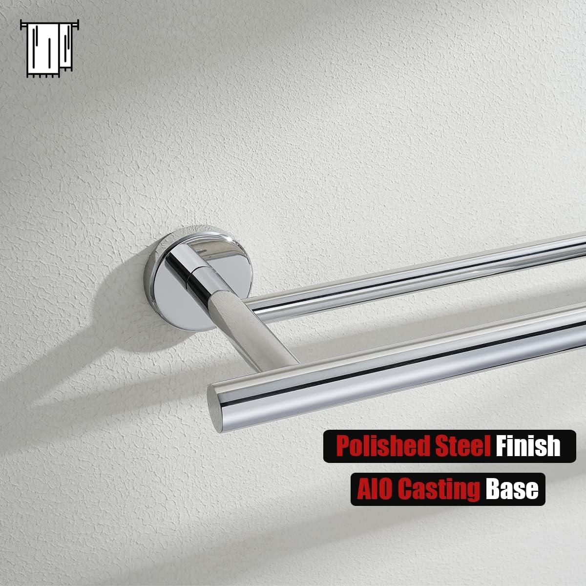 Polished Chrome 27-Inch Wall Mounted Double Towel Rack